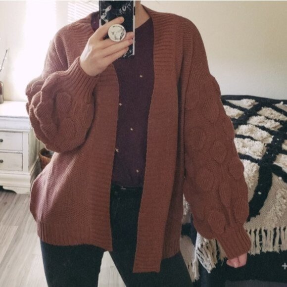 TOBI Shannon Oversized Bohemian Slouchy Chunky Knit Cardigan Balloon Sleeve Boho - Picture 5 of 15